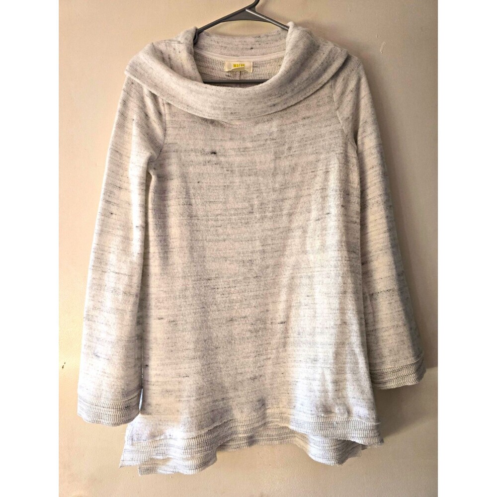 Maeve by Anthropologie Womens XS Heathered Gray White Cowl Neck Knit Pullover